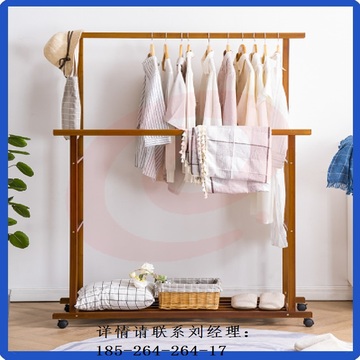 木质挂衣架衣帽架 实木架 仿古色150cm