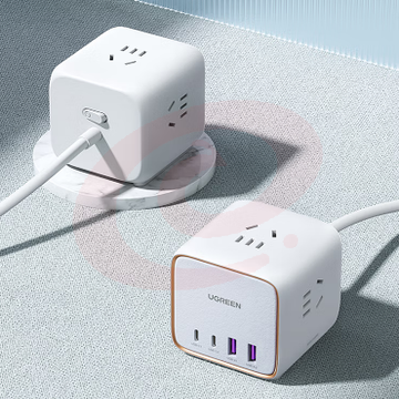 绿联 氮化镓充电器65W智充魔盒桌面排插排 pd快充头多口USB/Type-C插座插线板 适用苹果14/13华为小米手机笔记本