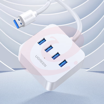 绿联 USB3.0分线器扩展坞 高速4口HUB集线器 一拖四多接口转换器带供电口 1.5米