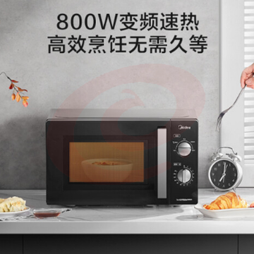 美的（Midea）微碳系列 变频微波炉（PM20A1） 酷黑烤漆把手 经典旋钮 360°转盘加热 20L精巧容量 SKU：YDKJ00139