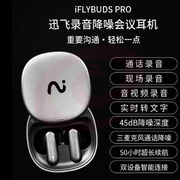 科大讯飞 录音降噪会议耳机iFLYBUDS 无线蓝牙耳机 主动降噪 入耳式 超长续航 录音转文字 苹果华为通用