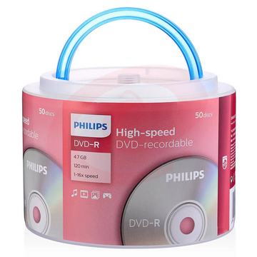 飞利浦（PHILIPS）DVD-R光盘/刻录盘 16速4.7G 手拎乖乖桶 桶装50片 SKU：YDKJ00229