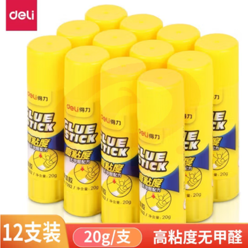 得力(deli)胶棒 20g高粘度PVP固体胶水7092 快干耐用胶棒 12支
