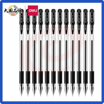 得力半针管中性笔0.5mm 黑色12支/盒6601签字水笔 可选红色