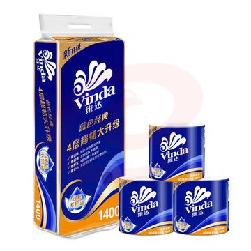 维达（Vinda）卷纸 蓝色经典140克10卷 4层加厚 SKU：YDKJ00335