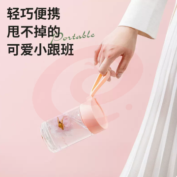 富光玻璃杯女生夏便携牛奶杯耐热防爆刻度高颜值水杯子ins风 粉色