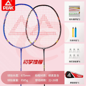 匹克旗舰店正品羽毛球拍专业级单双拍超轻全碳素纤维耐打用套装女2支黑蓝对拍