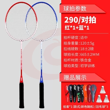 红双喜羽毛球拍290双拍白红+白蓝