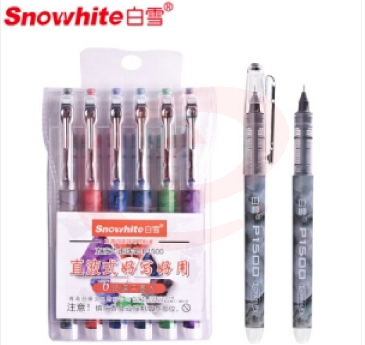 白雪(snowhite)P1500 6支/套 直液式速干考试走珠笔中性笔 六色墨水 （计价单位：套） SKU：YDKJ02255