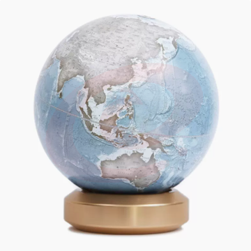 HomelyGlobe宏微地球25cm金属底座摆件-实木圆底冰川蓝/矿岩黑/湖底绿中英文25cm