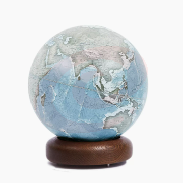 HomelyGlobe宏微地球25cm实木底座摆件-实木圆底冰川蓝/矿岩黑/湖底绿中英文25cm