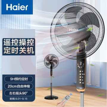 海尔（Haier）电风扇落地扇 办公室遥控定时轻音五叶扇 立式大风量电扇 节能音轻风扇 HFS-Y3511B SKU：YDKJ03871