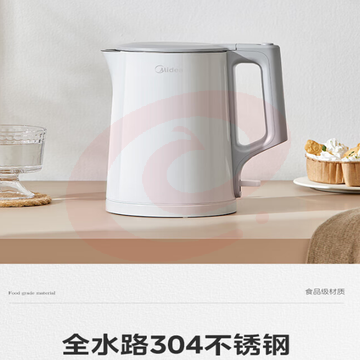 美的（Midea）电水壶热水壶 烧水壶304不锈钢 母婴级 烧水壶双层防烫内胆 升级雅灰色电水壶 SKU：YDKJ04291