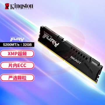 金士顿 (Kingston) FURY 台式机32G内存条5代  32GB DDR5 5200 骇客神条 Beast野兽系列  SKU：YDKJ04505