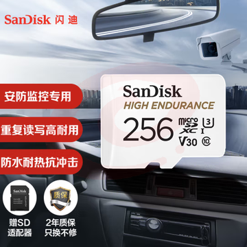 闪迪（SanDisk）256GB TF（MicroSD）存储卡读速100MB/S 安防监控专用内存卡行车记录仪  高度耐用 监控