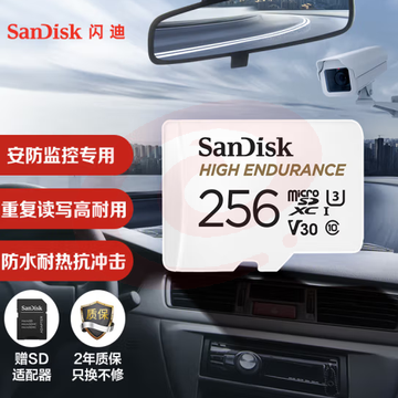 闪迪（SanDisk）256GB TF（MicroSD）存储卡读速100MB/S 安防监控专用内存卡行车记录仪  高度耐用 监控 SKU：YDKJ04617