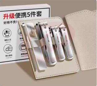 德国指甲刀套装指甲剪指甲钳男士挖掏耳勺进口家用工具包原装剪刀 德国精工♥新升级5件套-防飞溅 墨绿/白色/抹茶