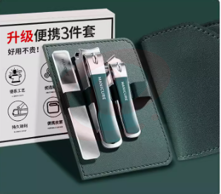德国指甲刀套装指甲剪指甲钳男士挖掏耳勺进口家用工具包原装剪刀 德国精工♥新升级3件套-防飞溅 墨绿/白色/抹茶