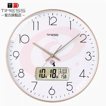 TIMESS钟表挂钟客厅家用2023新款轻奢挂表免打孔静音电波时钟挂墙 12英寸（直径30.5厘米）颜色：宝石蓝/金边白/纯洁白/黑边白/奢时灰/魅夜黑/梦蓝/咖边白/轻奢咖/抹茶绿白字/抹茶绿金字