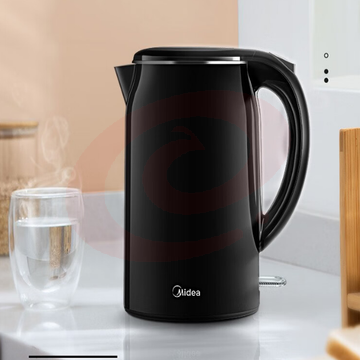 美的（Midea）电热水壶304不锈钢【速沸I防烫】SH17M301A  双层防烫1.7L大容量热水壶 无缝内胆暖水壶快速沸腾开水壶