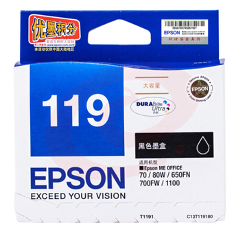 爱普生(Epson)T1191 黑色  适用70/80W/650FN/700FW/110 SKU：YDKJ06147