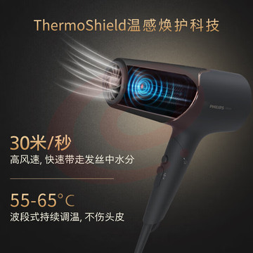飞利浦（PHILIPS）电吹风机 温感焕护4千万负离子 矿物质锌离子 幸运星礼盒BHD538/25BP