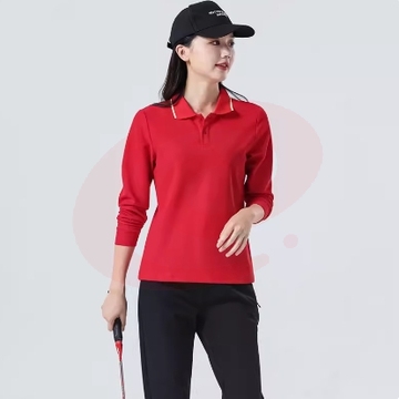 女款 Polo衫定制男女同款长袖T恤大码企业工作服印字logo SKU：YDKJ06359