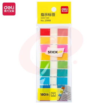 得力（deli）25908 抽取式彩色指示标贴 荧光膜便利贴12*44mm*180张 12包装