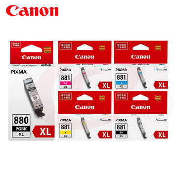 佳能（Canon)原装880XL/881XL五色套装适用TS9180/8180/6180/6280/8280/6380/8380/TR8580/708/9580墨水 SKU：YDKJ06949