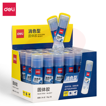 得力（deli）6377  15g可变色PVP固体胶 牢固顺滑易标记 干燥后无色(浅蓝) 24支/盒  （单位：盒）