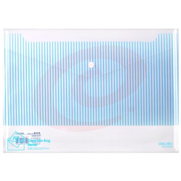 得力 5630 半透明按扣文件袋 A4 条纹 10只/包 蓝色 按只销售