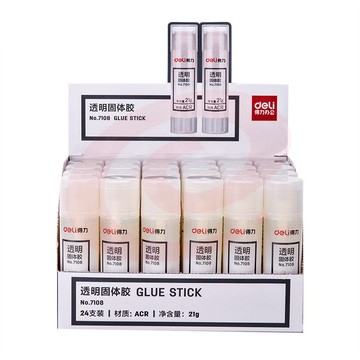 得力(deli) 高粘度手工固体胶高透明度固体胶棒 21g 大号 7108 一盒.