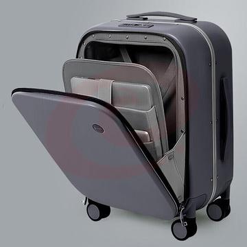 米熙前开盖拉杆箱子行李箱大容量登机箱铝框箱男旅行箱20英寸矿岩灰60矿岩灰-前开盖铝框