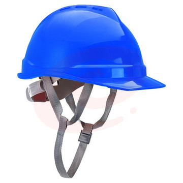 援邦 安全帽 工地 施工工程安全帽头盔 建筑 防砸抗冲击V型ABS安全帽旋钮 蓝色 均码