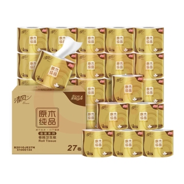 清风 卷纸 4层200克卫生纸*27卷/箱 B201G SKU：YDKJ08579