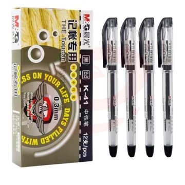 晨光 K41 签字笔 0.3mm 黑色财务记账笔拔帽中性笔12支 SKU：YDKJ08609