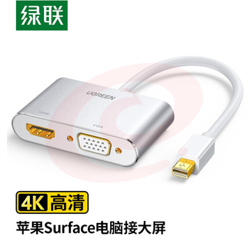 绿联（UGREEN） Mini DP转HDMI/VGA二合一转换器线4K高清