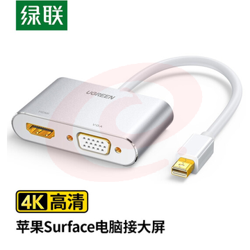 绿联（UGREEN） Mini DP转HDMI/VGA二合一转换器线4K高清 SKU：YDKJ07866