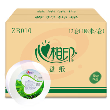  心相印 12盘 大盘纸ZB010 大卷纸188米  三层原生木 SKU：YDKJ08510