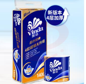 维达（Vinda）卷纸 蓝色经典140克10卷 4层加厚 卫生纸卷筒纸 纸巾卷纸