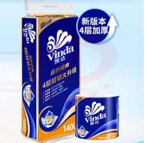 维达（Vinda）卷纸 蓝色经典140克10卷 4层加厚 卫生纸卷筒纸 纸巾卷纸 SKU：YDKJ08706