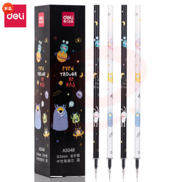 得力A5048中性笔替芯0.5mm全针管(黑)(支)