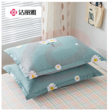 洁丽雅（Grace）纯棉枕套一对 加厚家用印花枕头套枕芯套 花漾-蓝48*74cm