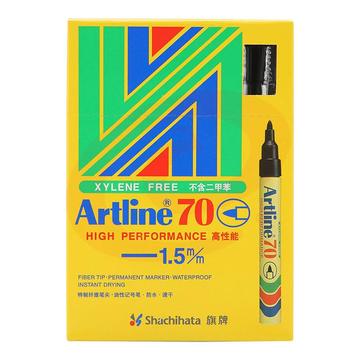 旗牌（Shachihata）Artline 办公储奶袋实验仓库流水线 速干油性记号笔签字笔 圆头 12支装 1.5mm 黑色 EK-70