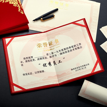 DSB（迪士比）8K绒面牡丹花款荣誉证书10本装 定制内芯免费设计排版印刷 奖状获奖颁奖证书企业定制 6625