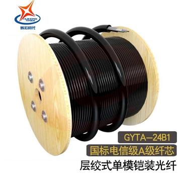 辉宏时代万兆室外单模铠装光缆GYXTW GYTA GYTS4芯6芯8芯12芯24芯国标光纤线 24芯单模层绞铠装GYTS/A-24B1（国标） 100米
