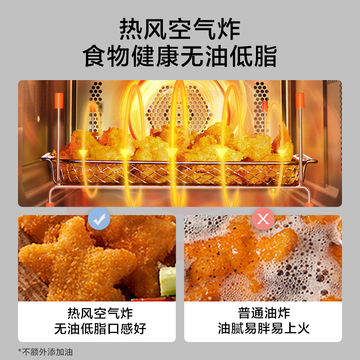 美的（Midea）空气炸 微波炉烤箱一体机 无油低脂大功率 8合一APP智能变频 不锈钢内胆（PC23F3W）