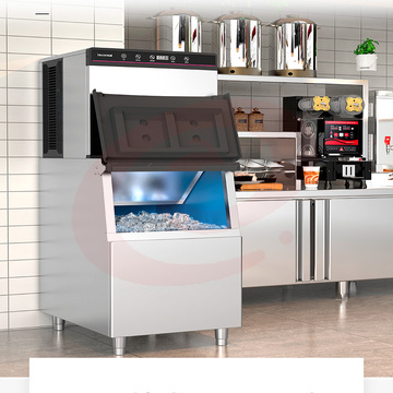乐创(lecon)制冰机商用奶茶店大型冰块机酒吧KTV冷饮店全自动方冰 160冰格 KK300Y