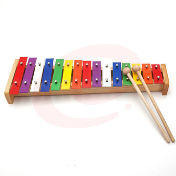 儿童手敲琴木琴15音铝片铝板琴打击乐器学生宝宝音乐玩具 15音铝片手敲琴(已校准音)+琴包