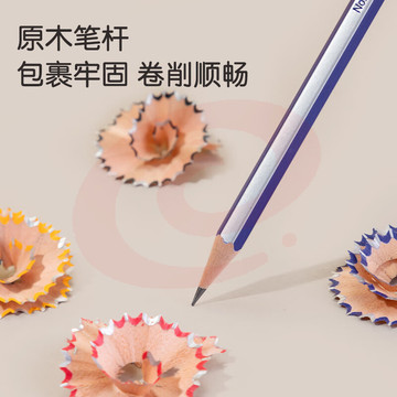 得力(deli)10支HB铅笔 经典彩色抽条六角杆铅笔带橡皮头 学生书写素描绘图铅笔 33431-HB